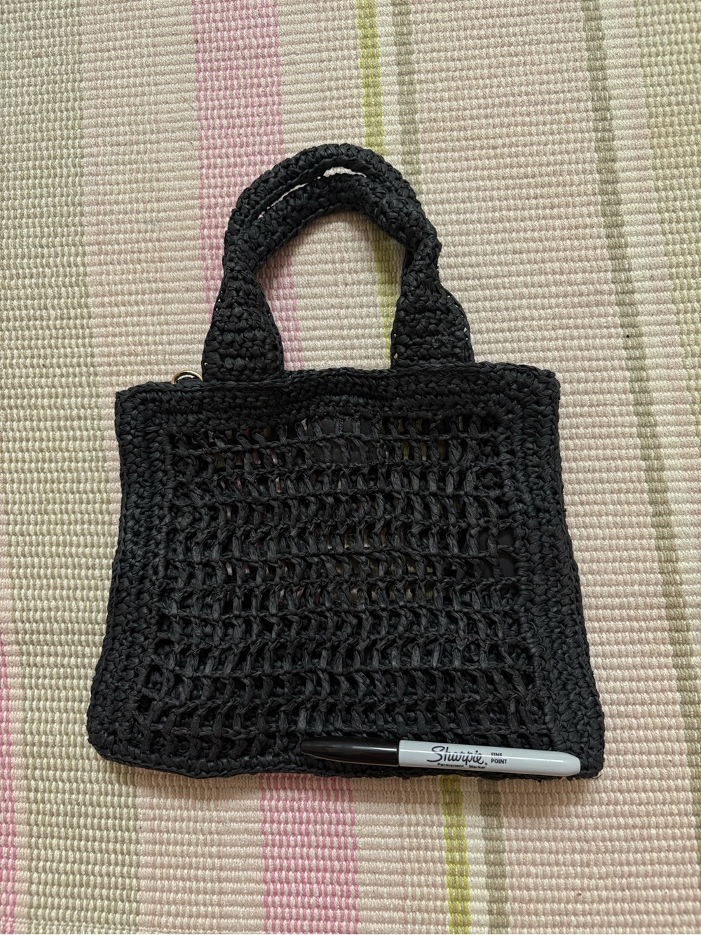H&M Black Crochet Mini Tote Bag